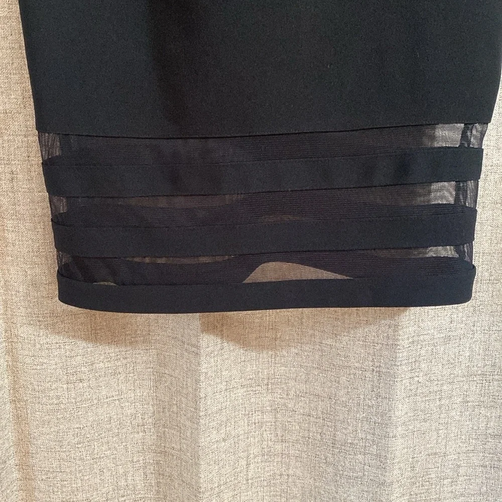 Calvin Klein Bell Sleeve Sheath Dress 6 Black Sheer Accents LBD Professional - Picture 5 of 13